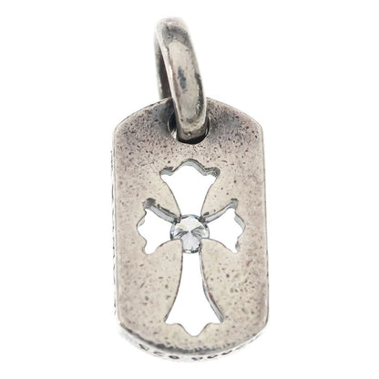 Chrome Hearts DT Tny CO Crs Tiny Cutout Cross Dog Tag 1 Diamond Charm Necklace — view 2