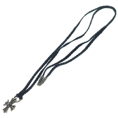 Chrome Hearts Dbl CH Prs Double CH Plus Pendant Top Leather Braid Silver — view 2