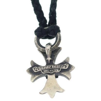 Chrome Hearts Dbl CH Prs Double CH Plus Pendant Top Leather Braid Silver — view 5