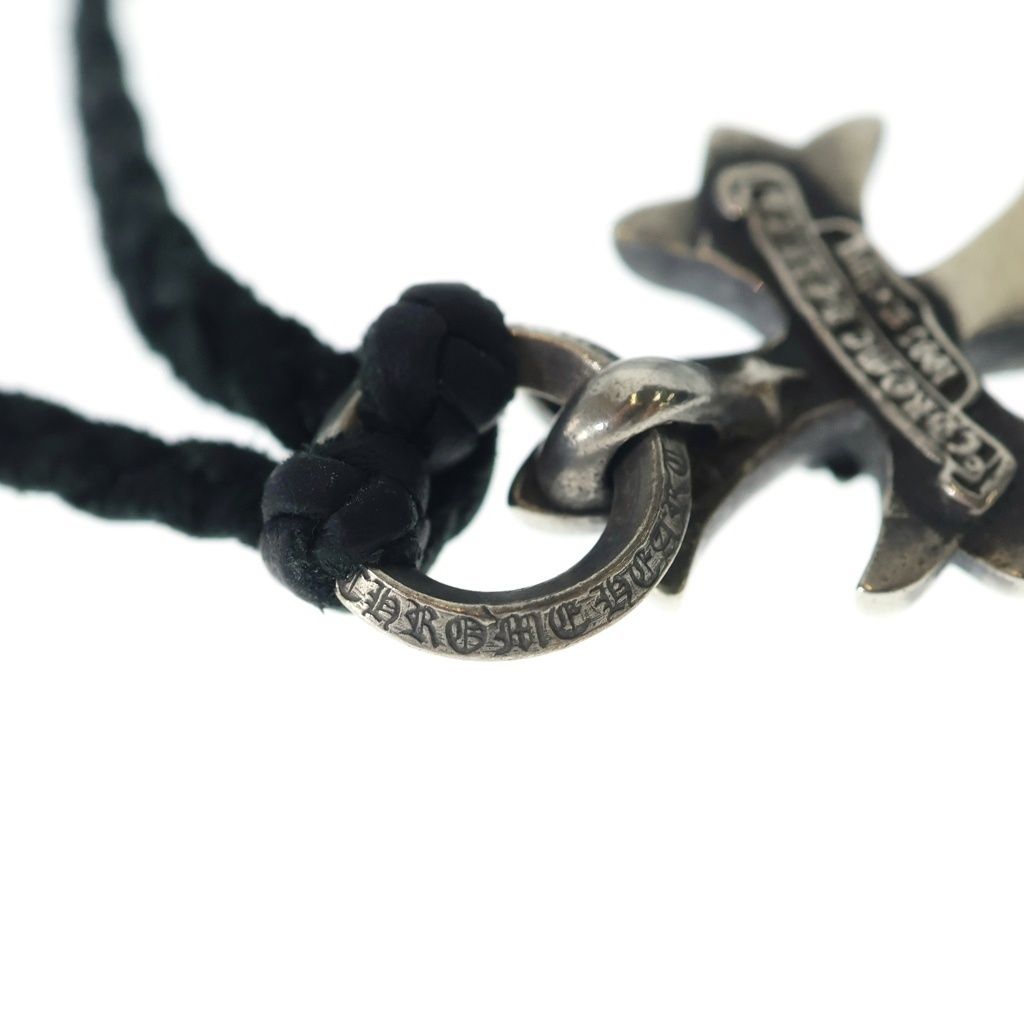 Chrome Hearts Dbl CH Prs Double CH Plus Pendant Top Leather Braid Silver — view 6