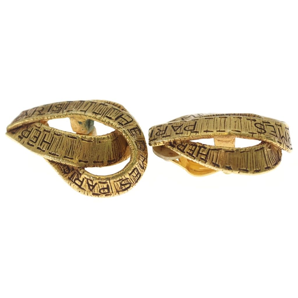 Hermes Ribbon Drop Earrings Gold — view 4