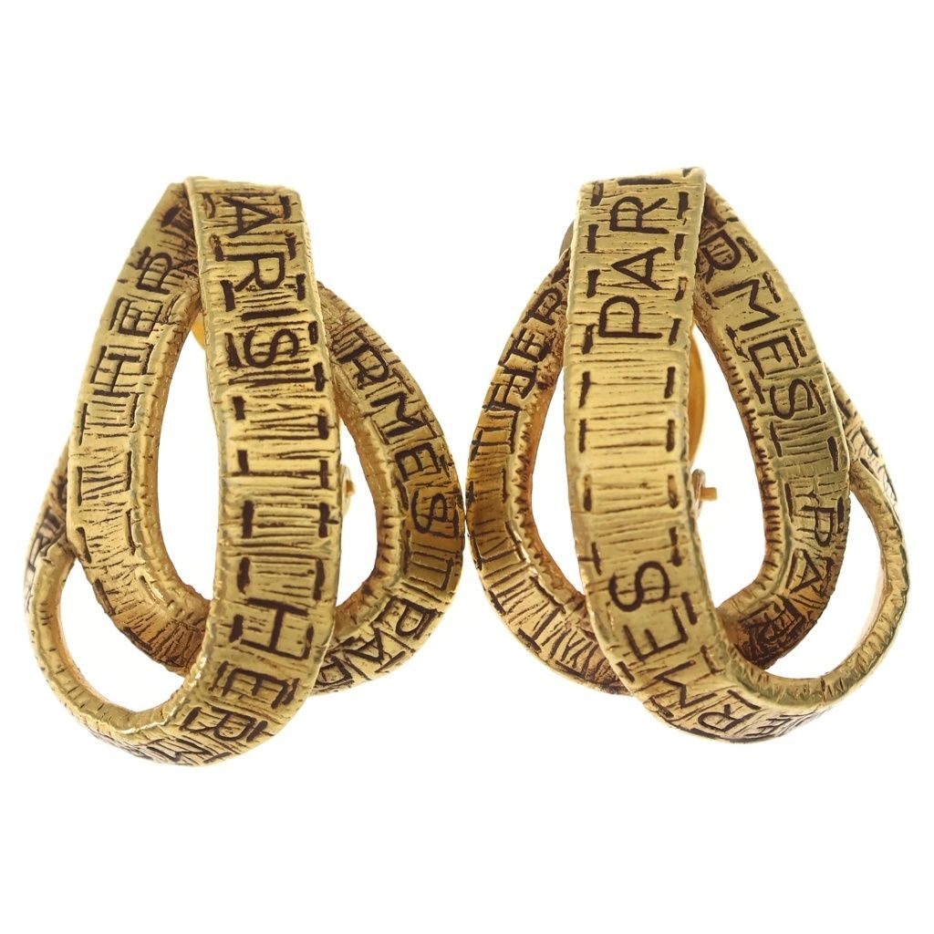 Hermes Ribbon Drop Earrings Gold