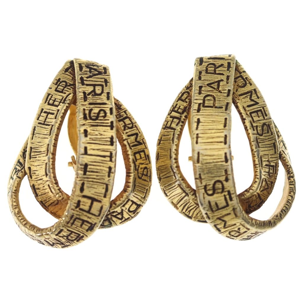 Hermes Ribbon Drop Earrings Gold