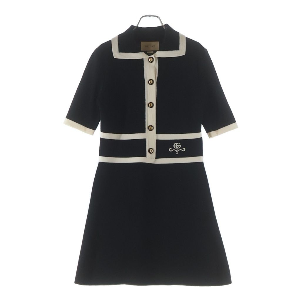 Gucci GG Pique Knit Dress Black Ivory