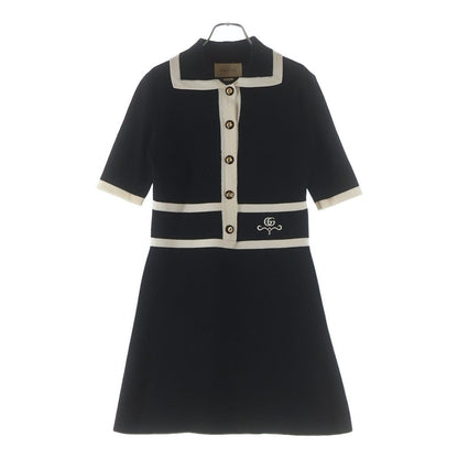 Gucci GG Pique Knit Dress Black Ivory