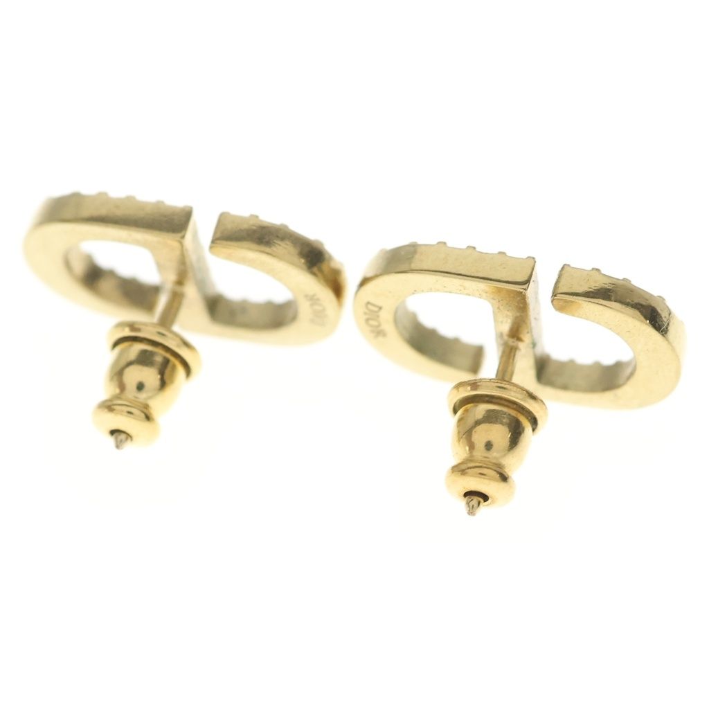 Dior Petit CD Stud Earrings Logo Run Stone Gold — view 2