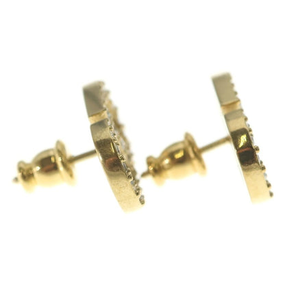 Dior Petit CD Stud Earrings Logo Run Stone Gold — view 4
