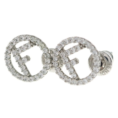 Fendi F's Line Stone Earrings Silver