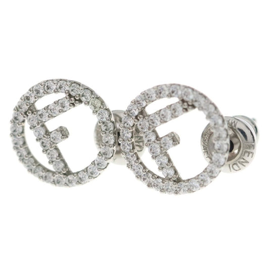 Fendi F's Line Stone Earrings Silver
