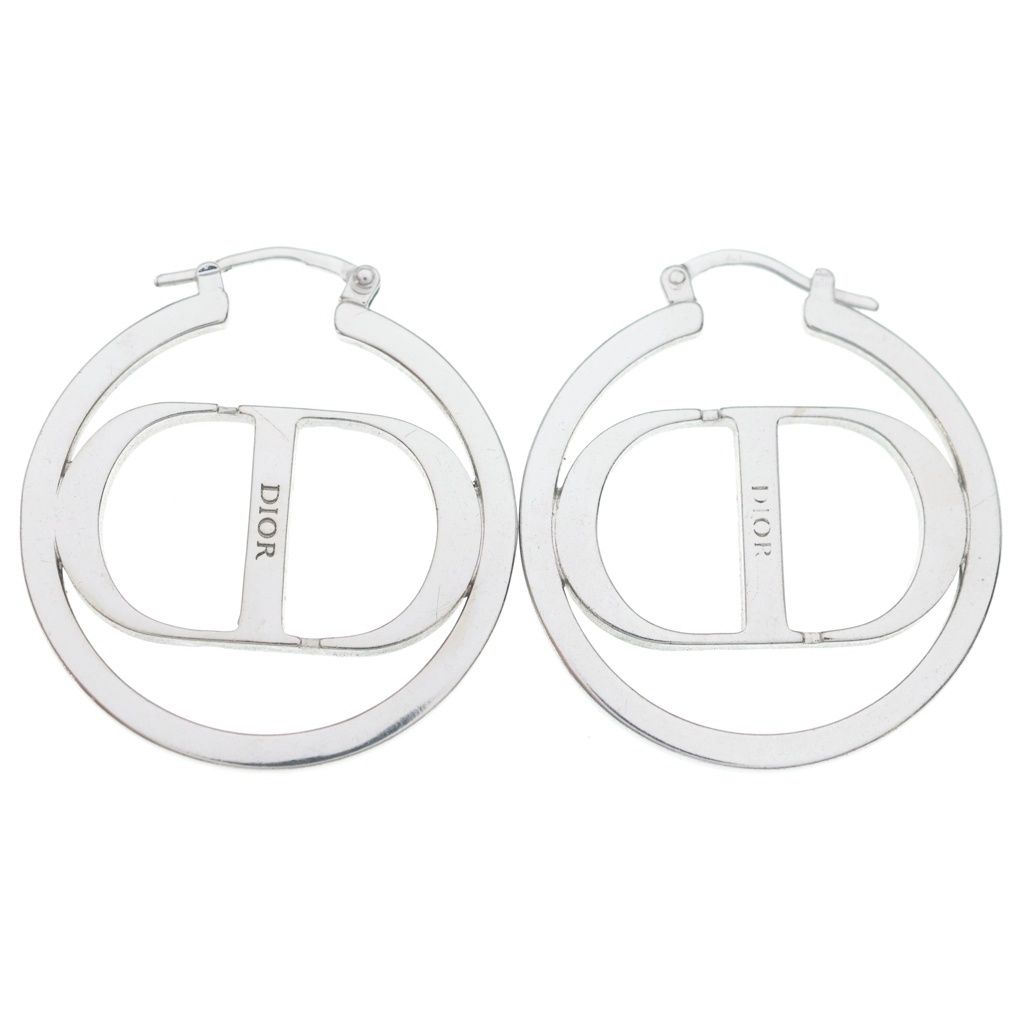 Dior Logo Line Stone Earrings Silver — view 2
