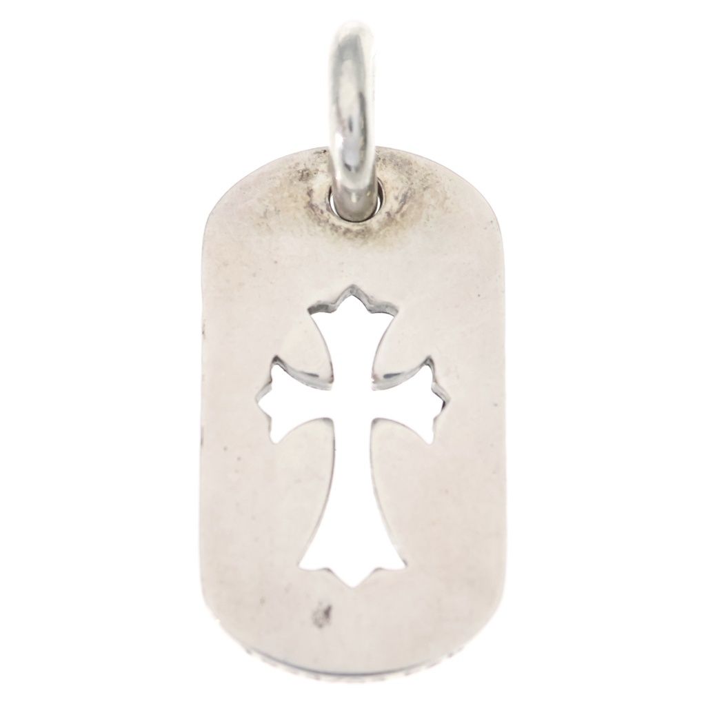 Chrome Hearts D Tag Sml CO Crs Cutout Cross Dog Tag Small Pendant Top Silver