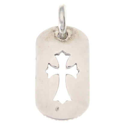 Chrome Hearts D Tag Sml CO Crs Cutout Cross Dog Tag Small Pendant Top Silver