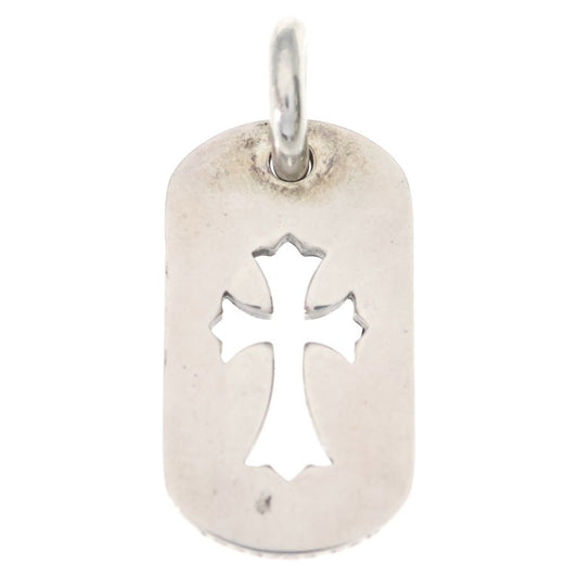 Chrome Hearts D Tag Sml CO Crs Cutout Cross Dog Tag Small Pendant Top Silver
