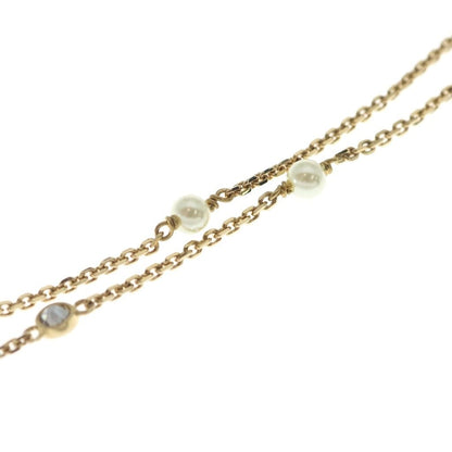Dior CD Logo Line Stone Pearl Necklace Pendant Chain Gold — view 5