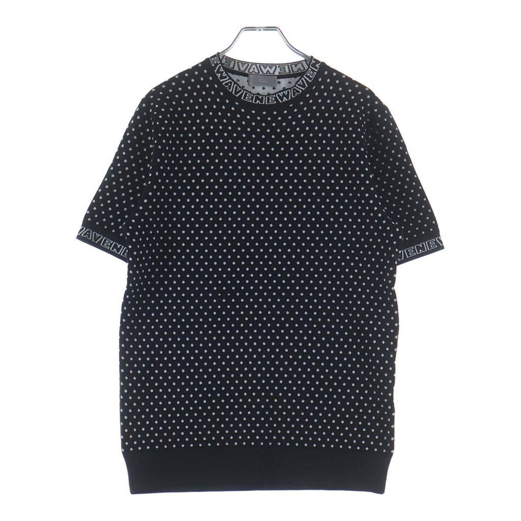 Dior Homme Newave New Wave Rib Logo Dot All Over Pattern Wool Short Sleeve Knit