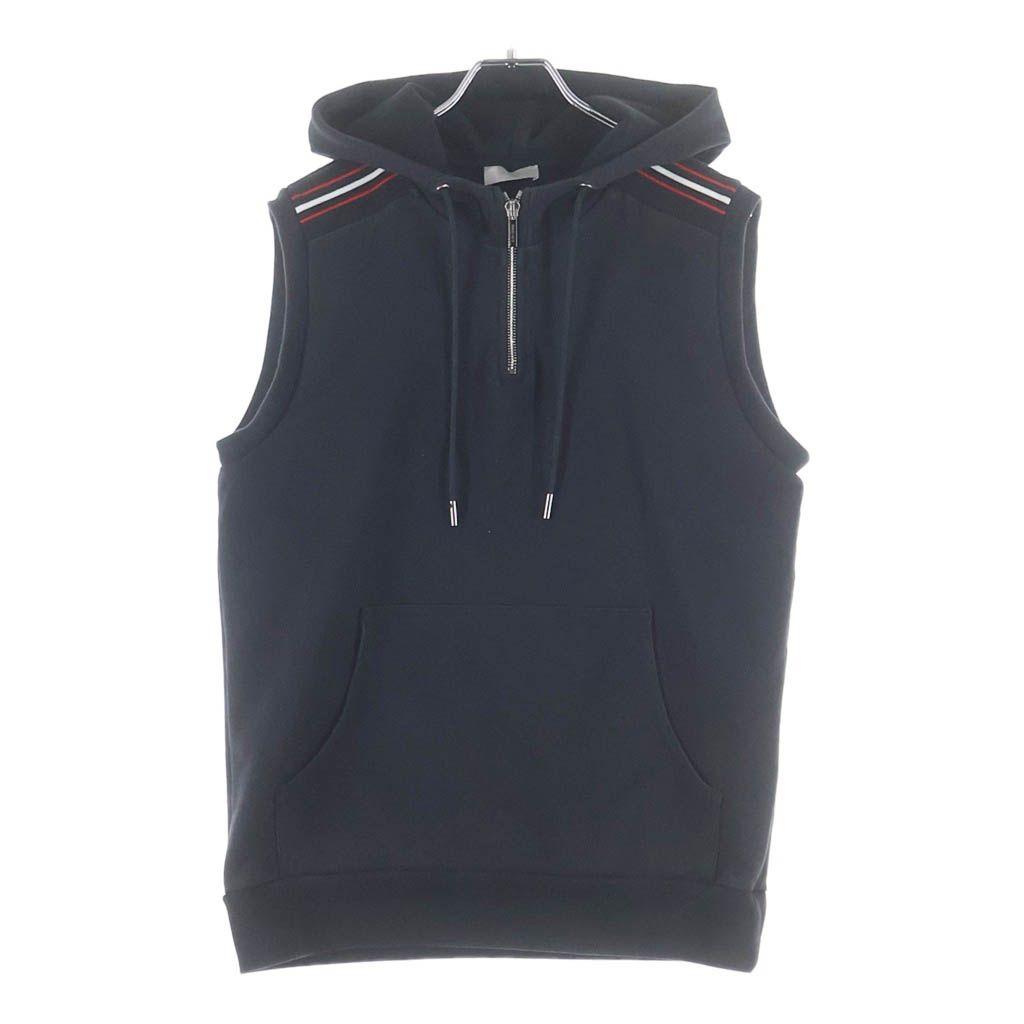 Dior Homme Half Zip Sleeveless Pullover Sweatshirt Hoodie Black