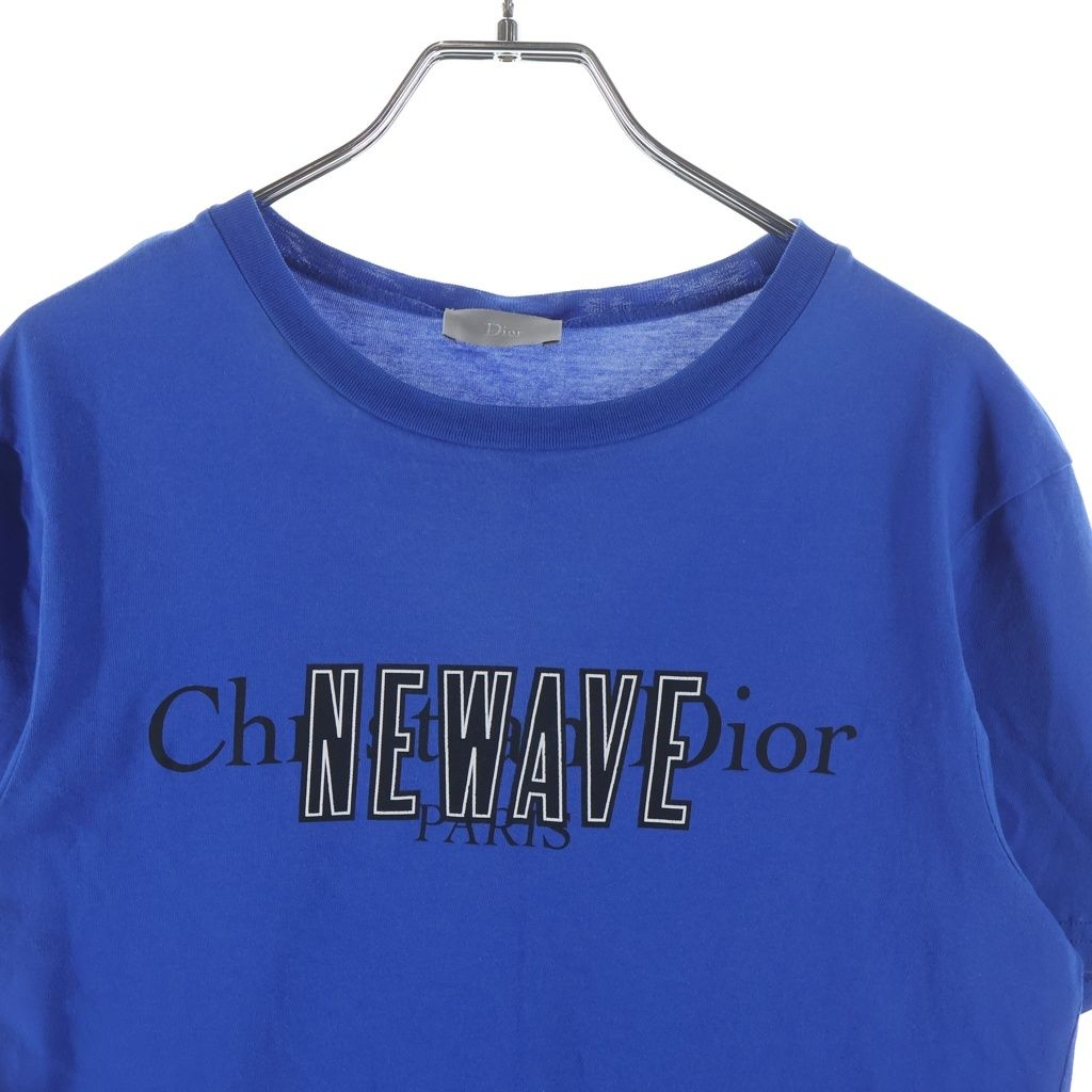 Dior Homme Newave Logo Print Crew Neck Short Sleeve T-Shirt Blue — view 3