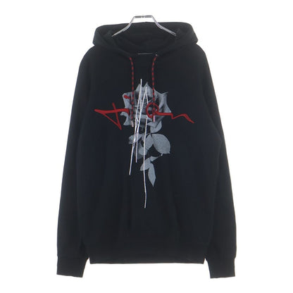 Dior Homme Rose Embroidery Rayon Bonding Pullover Hoodie Black