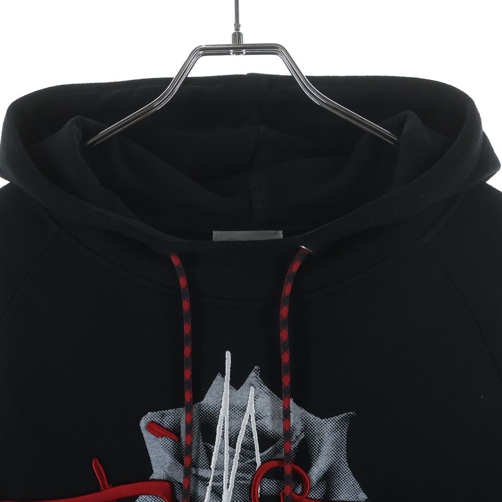 Dior Homme Rose Embroidery Rayon Bonding Pullover Hoodie Black — view 3