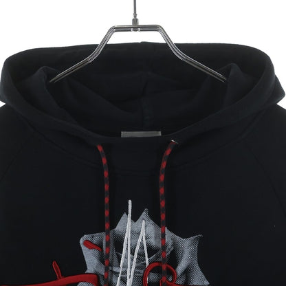 Dior Homme Rose Embroidery Rayon Bonding Pullover Hoodie Black — view 3