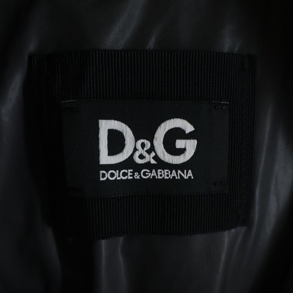 Dolce & Gabbana Lambskin Contrast Padding Hooded Jacket Navy — view 6