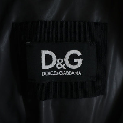 Dolce & Gabbana Lambskin Contrast Padding Hooded Jacket Navy — view 6