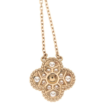 Van Cleef & Arpels Vintage Alhambra Diamond Necklace Pendant Chain Pink Gold — view 5