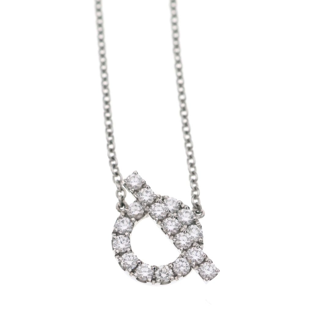 Hermes Finesse Diamond Necklace Pendant Chain Silver — view 3