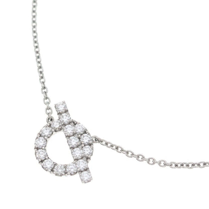 Hermes Finesse Diamond Necklace Pendant Chain Silver