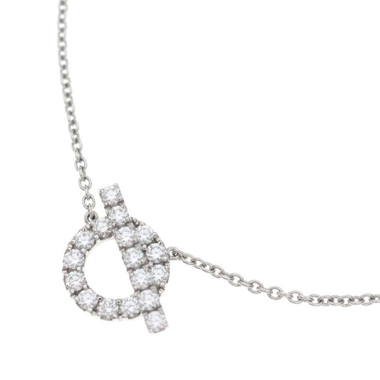 Hermes Finesse Diamond Necklace Pendant Chain Silver