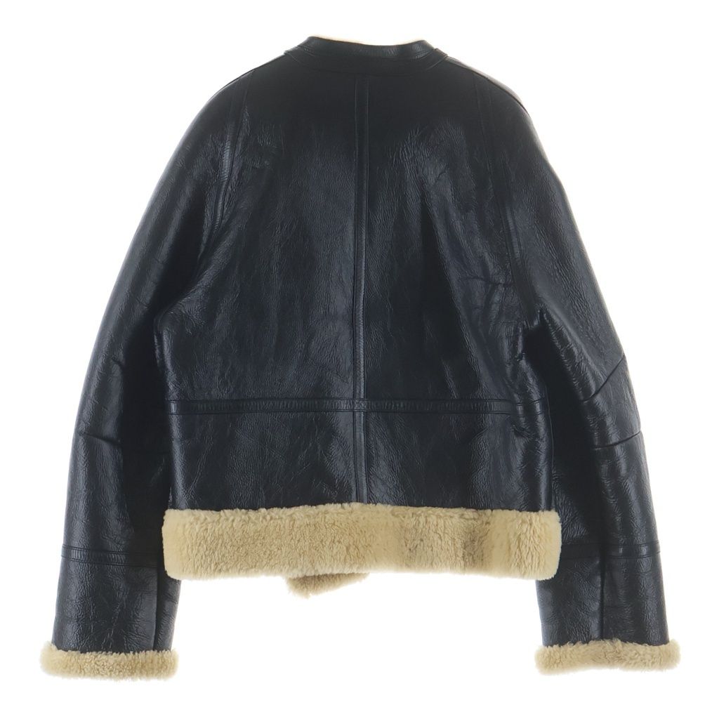 Celine Triomphe Gold Button Shearling Jacket Black — view 2
