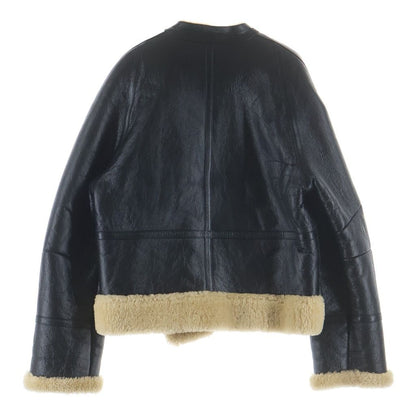 Celine Triomphe Gold Button Shearling Jacket Black — view 2