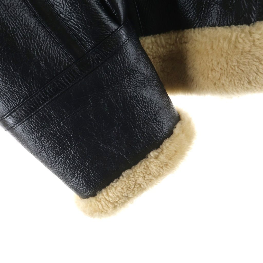 Celine Triomphe Gold Button Shearling Jacket Black — view 5
