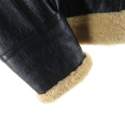 Celine Triomphe Gold Button Shearling Jacket Black — view 5