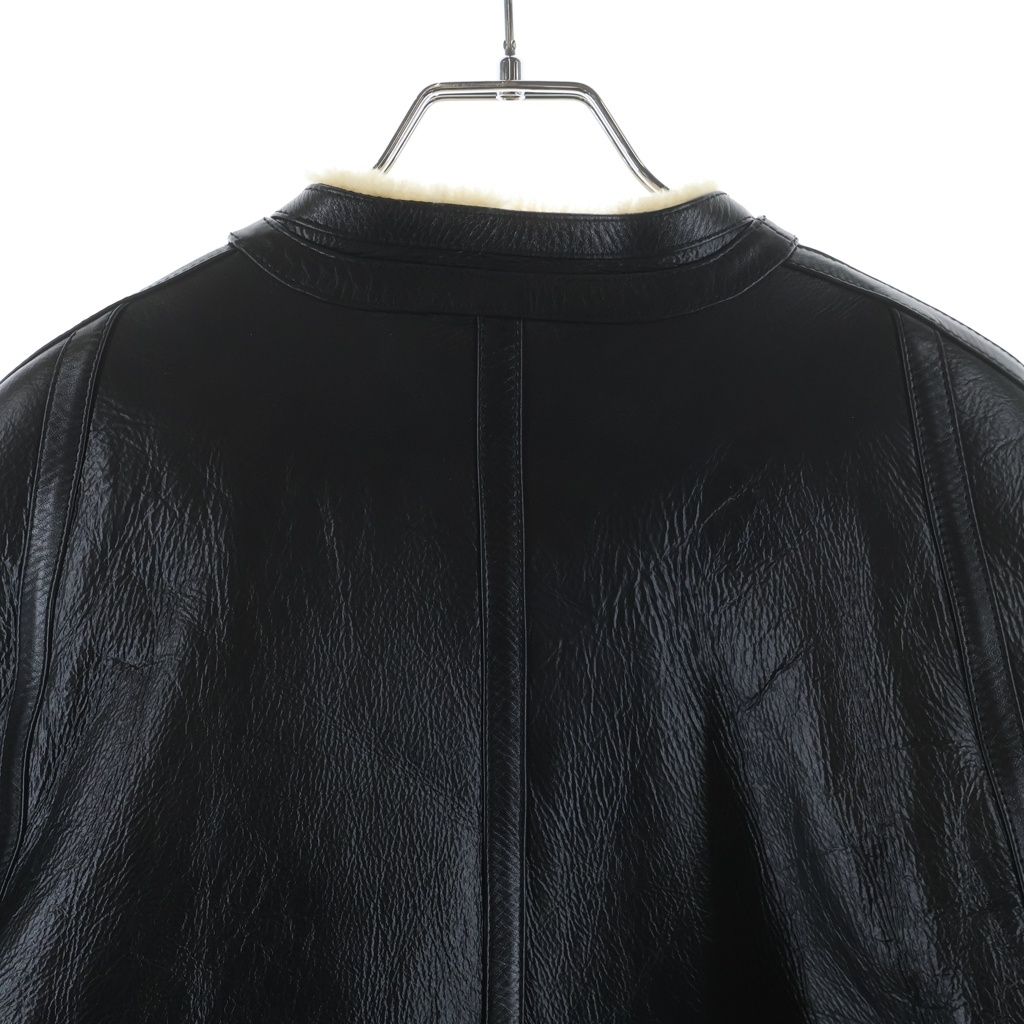 Celine Triomphe Gold Button Shearling Jacket Black — view 4