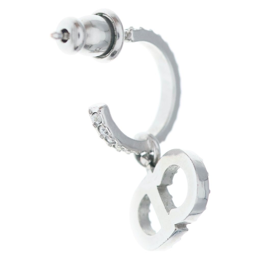 Dior Clair de Lune CD Logo Line Stone Earrings Silver Metal Crystal — view 2