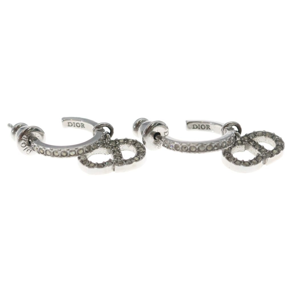 Dior Clair de Lune CD Logo Line Stone Earrings Silver Metal Crystal — view 4