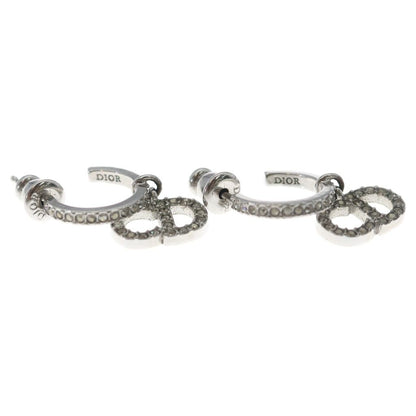 Dior Clair de Lune CD Logo Line Stone Earrings Silver Metal Crystal — view 4