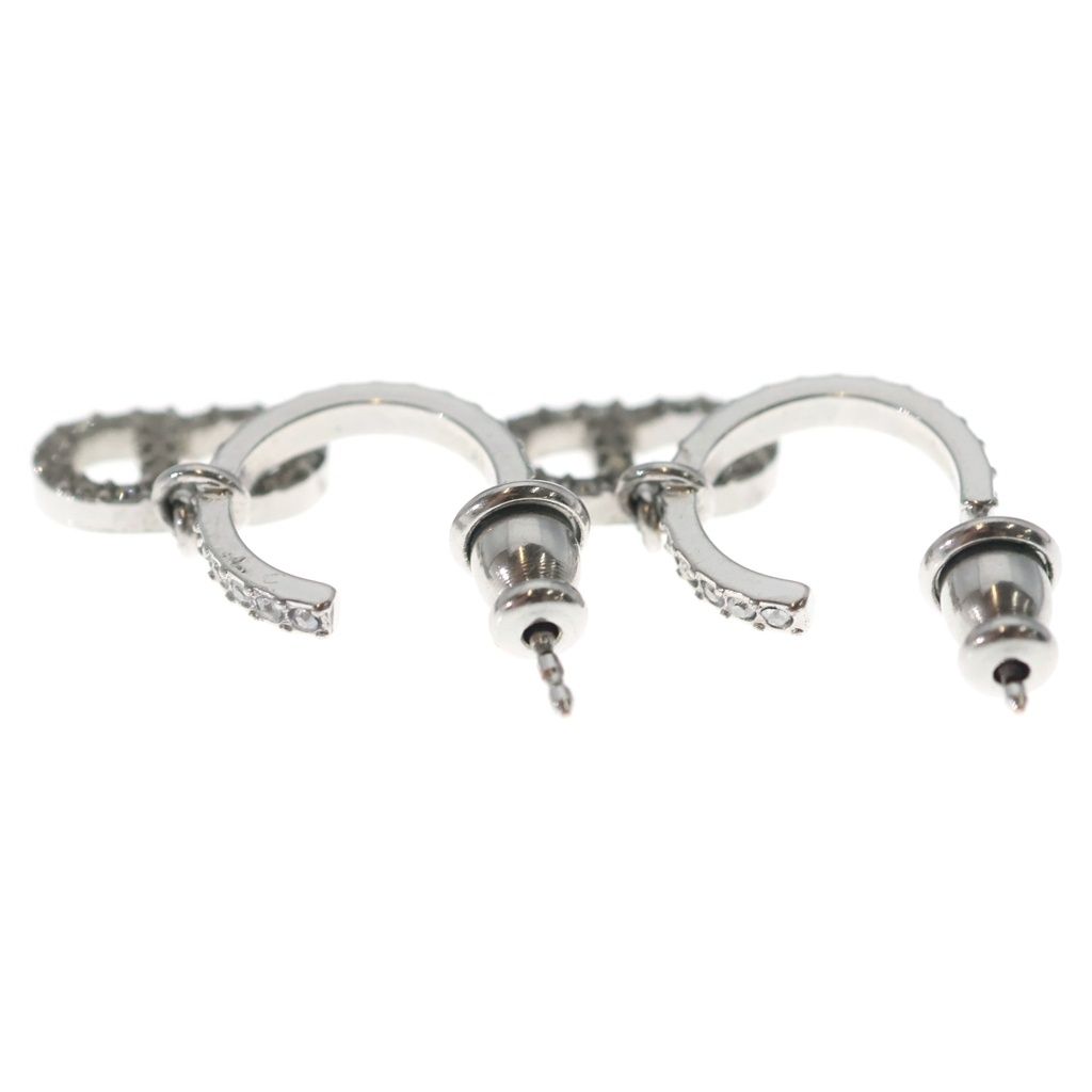 Dior Clair de Lune CD Logo Line Stone Earrings Silver Metal Crystal — view 3