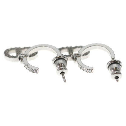 Dior Clair de Lune CD Logo Line Stone Earrings Silver Metal Crystal — view 3
