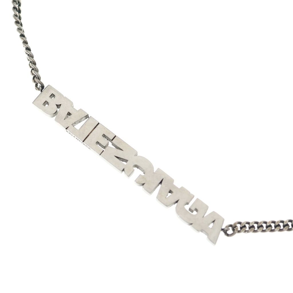 Balenciaga Typo Turn Necklace Pendant Chain Silver