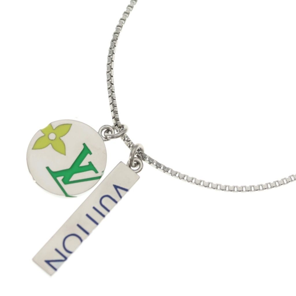 Louis Vuitton Monogram Play Necklace Silver Pendant Chain