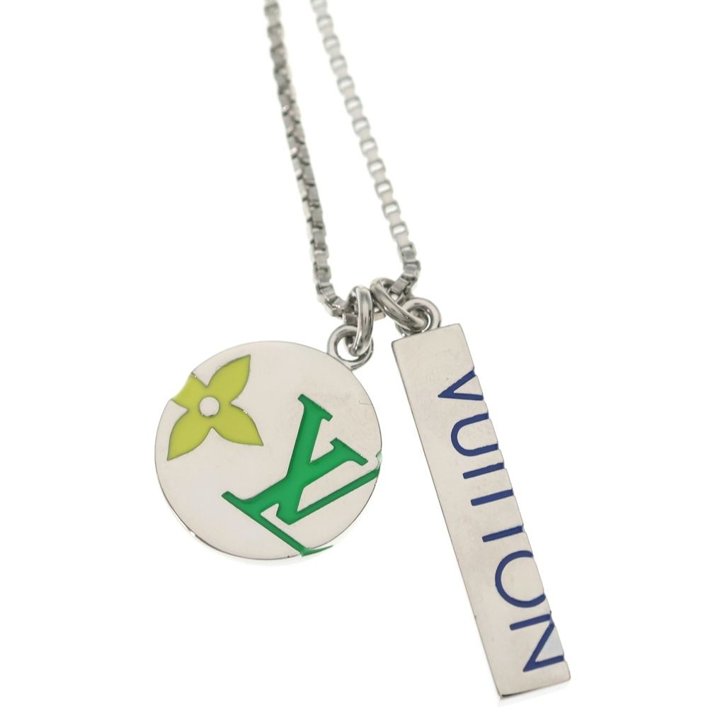 Louis Vuitton Monogram Play Necklace Silver Pendant Chain — view 3