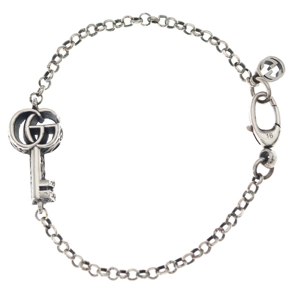 Gucci Double Key Charm Bracelet Silver Chain