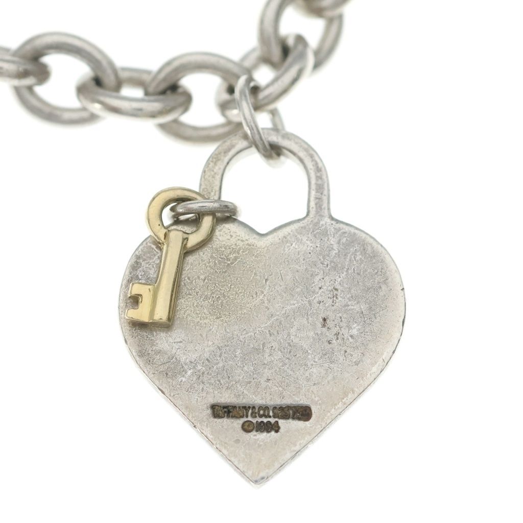 Tiffany & Co Heart Locky Choker Pendant Necklace Chain Silver Gold — view 5