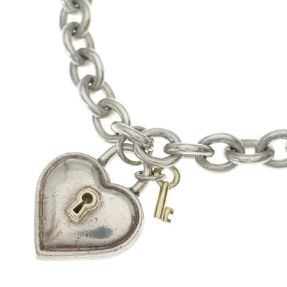 Tiffany & Co Heart Locky Choker Pendant Necklace Chain Silver Gold