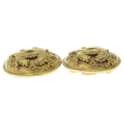 Chanel CC Logo Round Earrings Gold — view 4