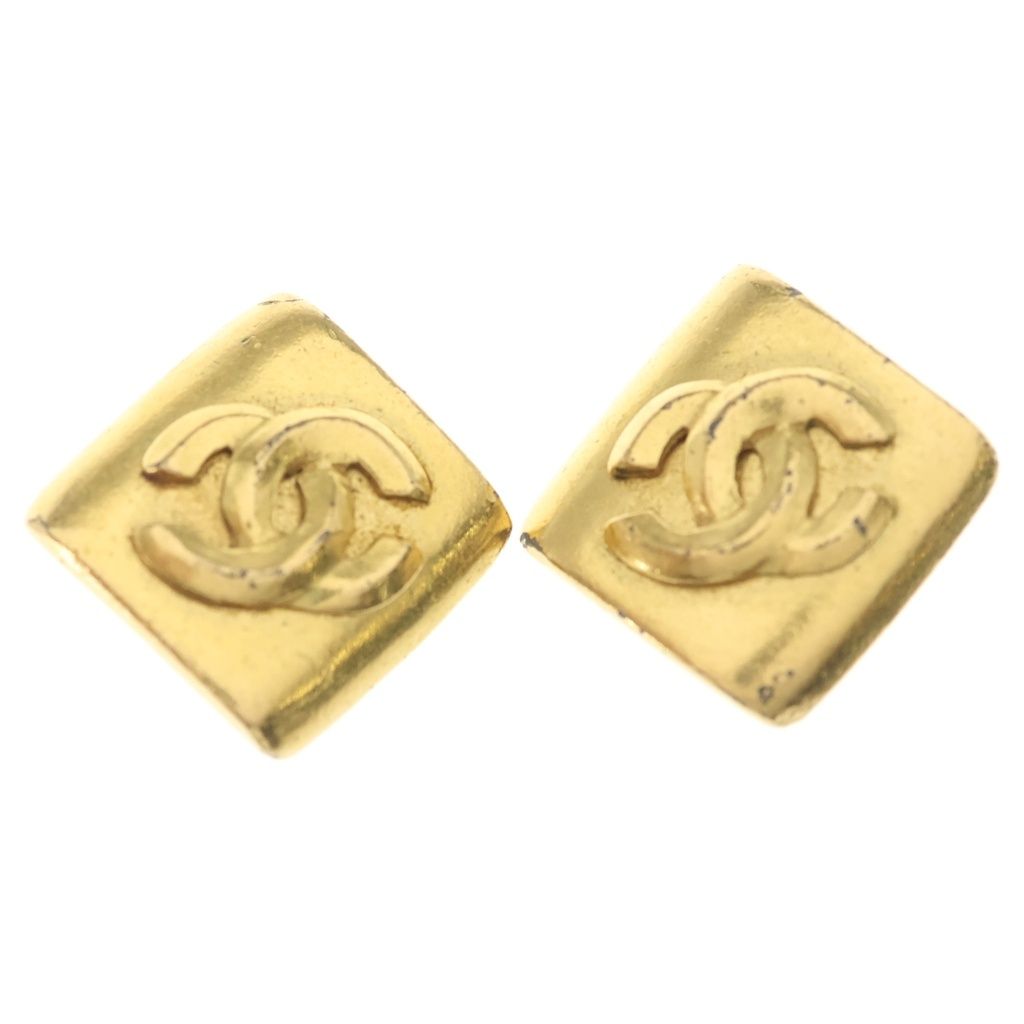 Chanel CC Logo Diamond Earrings Gold