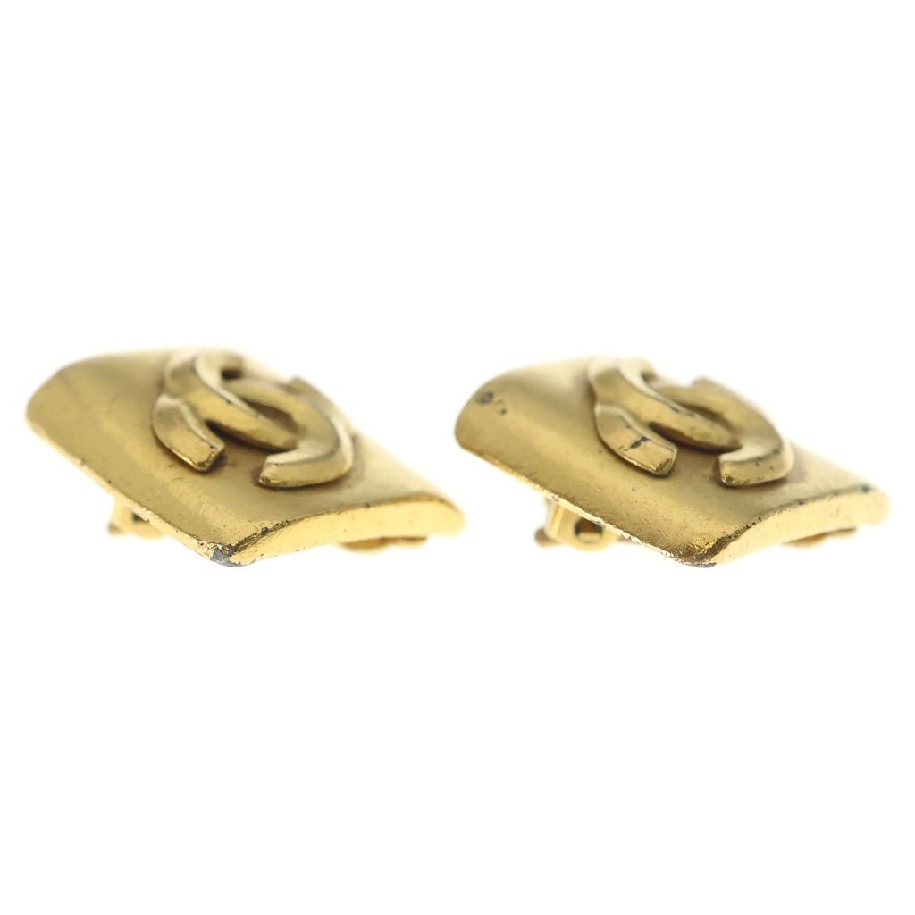 Chanel CC Logo Diamond Earrings Gold — view 3