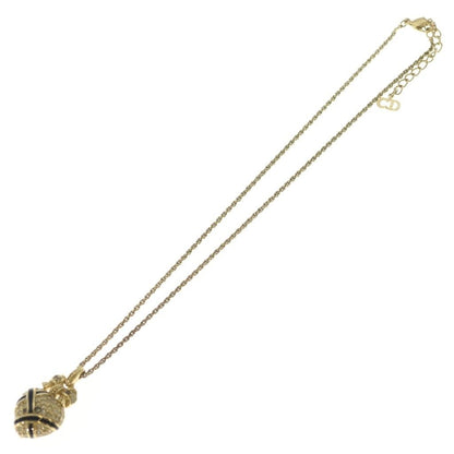 Dior Heart Motif Line Stone Necklace Pendant Chain Gold Black — view 2
